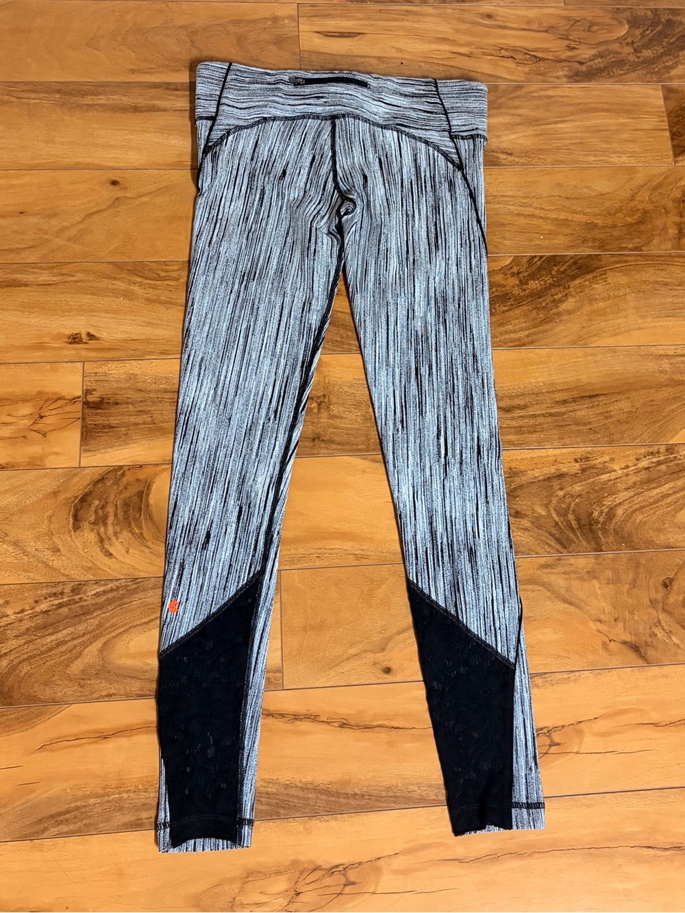 lululemon athletica Gray Marled Leggings with Black Panels